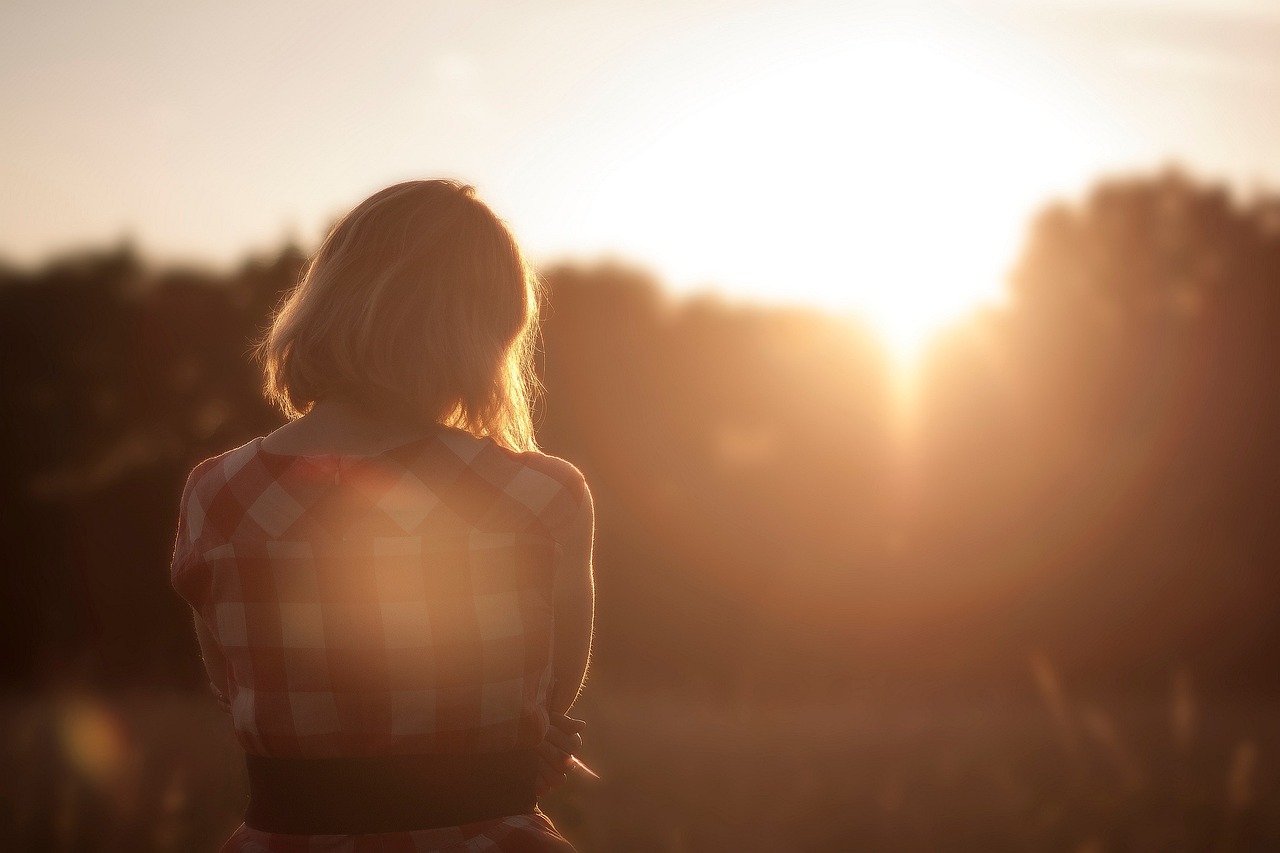A woman sitting by herself