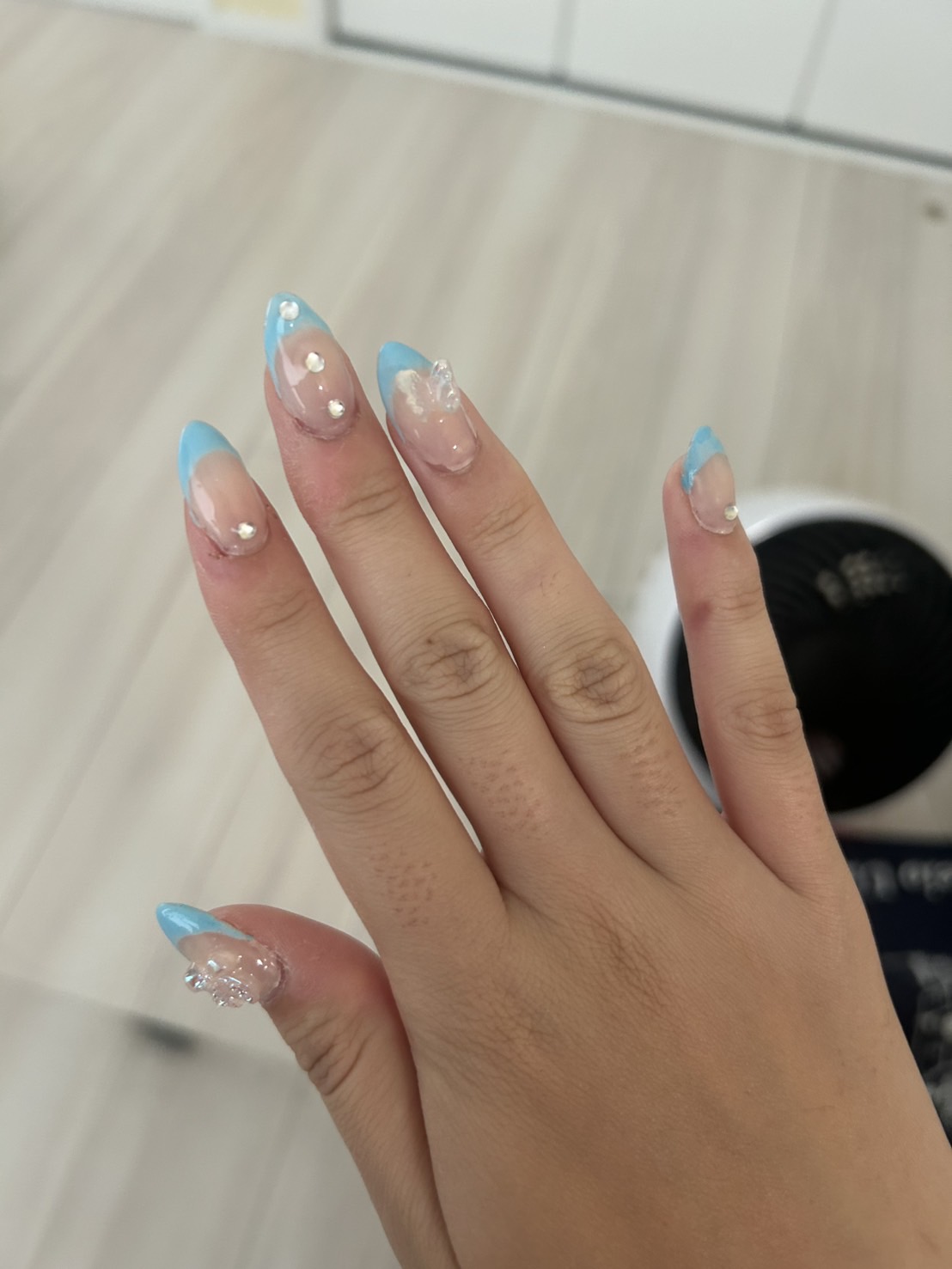 picture of my sky blue french nails